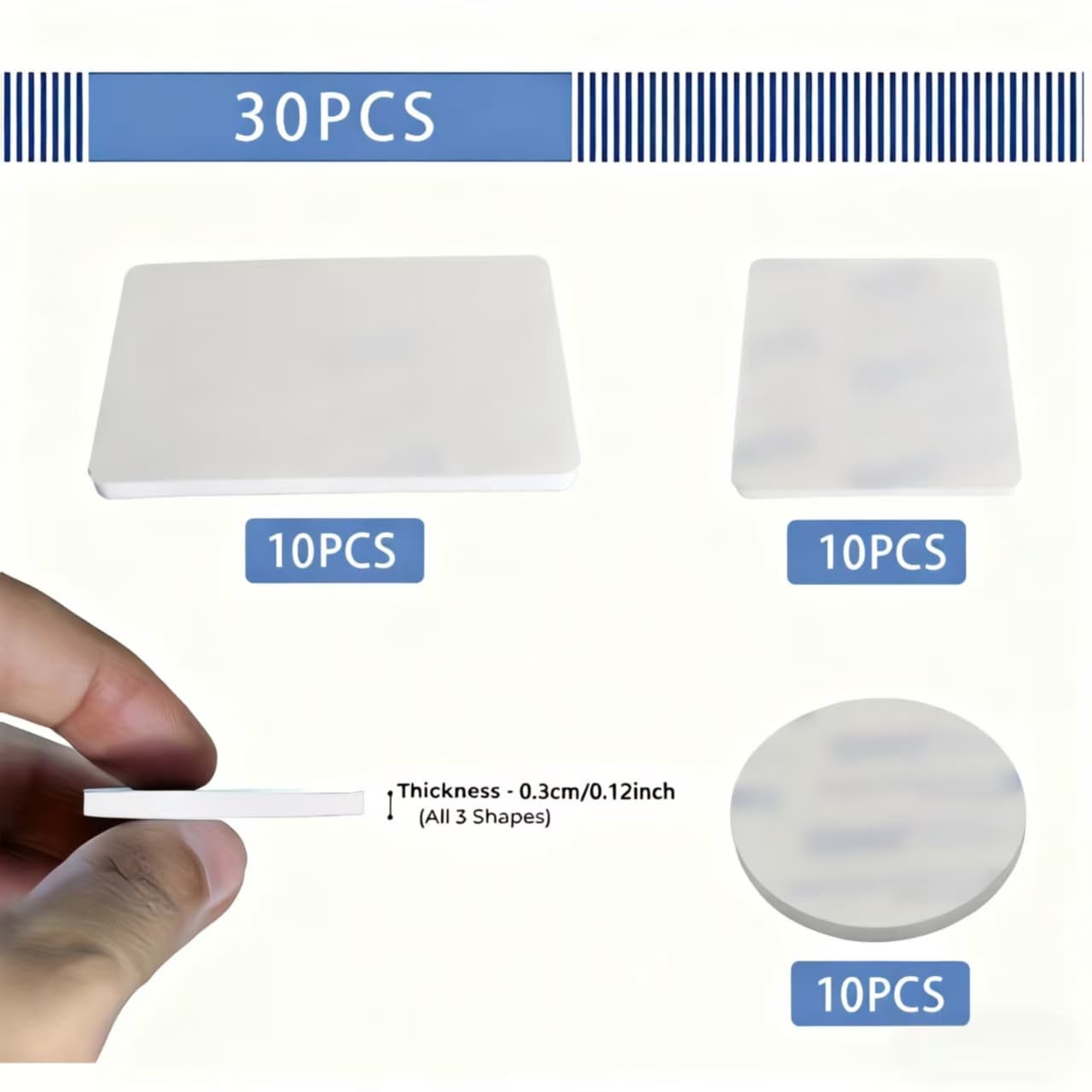 TEMU 30pcs Super Strong Double-sided Tape, Eva Double-layer Foam, Thickness 3mm, Strong , Suitable For Walls, Floors, Doors, Plastic, Etc., Suitable For Cars, Houses, , Offices.
