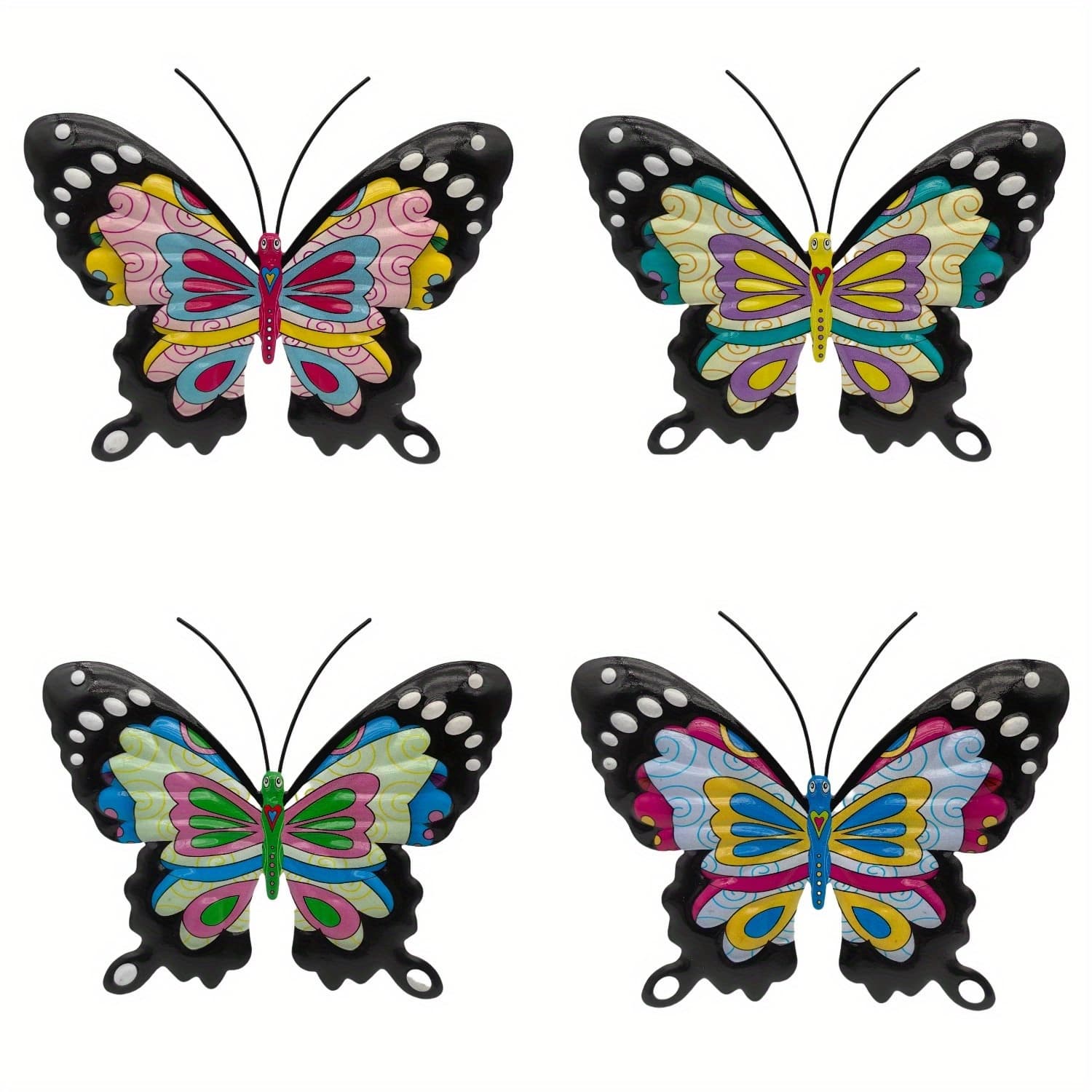 TEMU [2.5d] 4pcs Colorful Metal Wall Art, Iron Pendulum Decor For Garden, Yard, Living Room, Bedroom, Patio, Balcony - No Electricity Needed, Outdoor Fence Art Decoration, Ideal Gift For