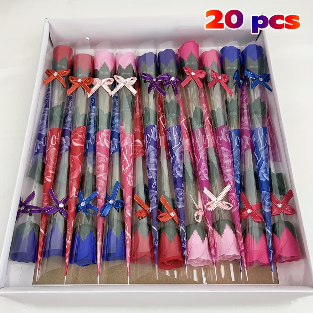 TEMU 20 Single-stem Faux Soap Roses: An Ideal For Valentine's Day, , Or Weddings - Great For Romantic Gifts And Stylish Party Decor - The Romantic Ambiance With Beautiful Floral Displays