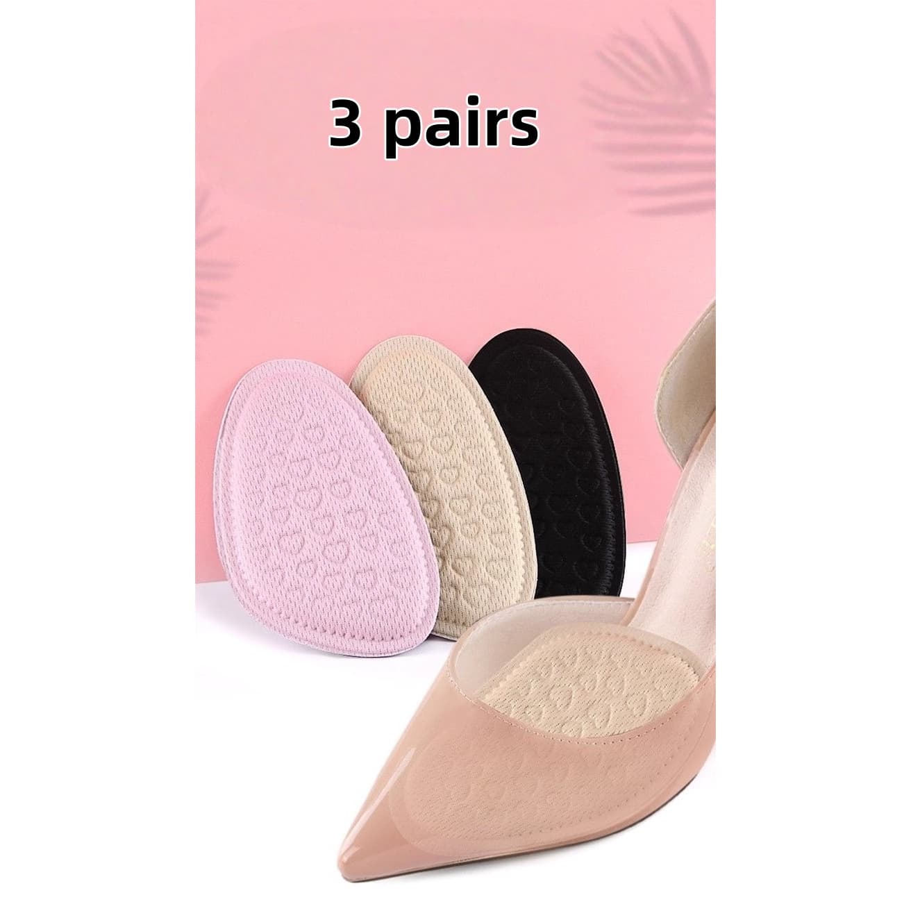 TEMU 3 Pairs Of Half-size Shoe Insoles For Men And Women, Forefoot Pads For High Heels And Sneakers