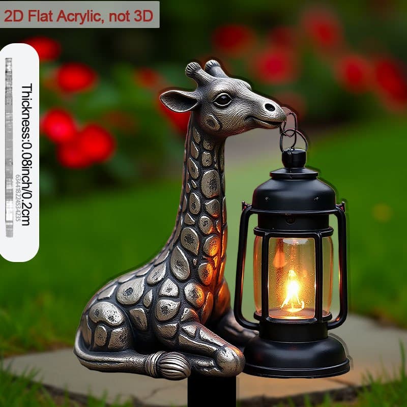 TEMU 2d Flat, [2d Flat] 1pc 2d Flat Acrylic 9.06in Stake For Garden And Flower Beds Giraffe - Shaped Decor Lantern For Decorating And Flower Pots, Great For Outdoor Use And Lawn Decor, 2d Flat