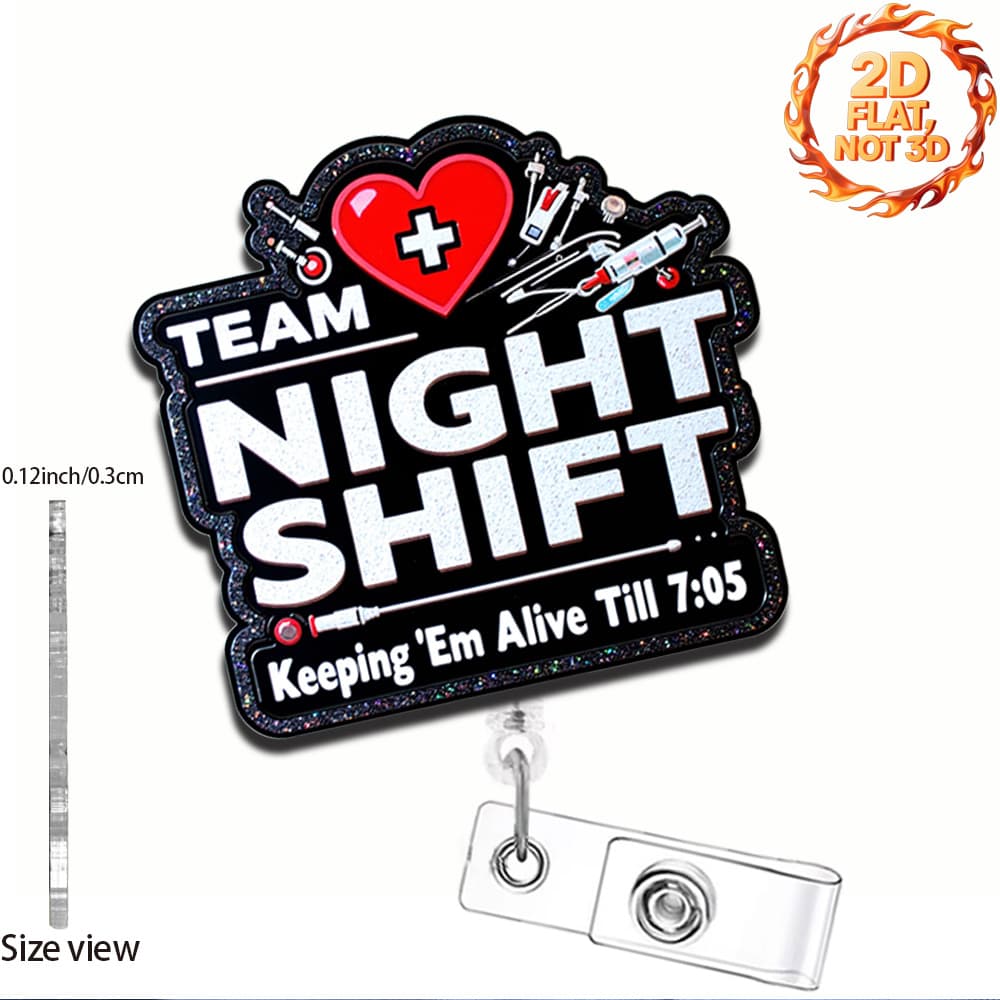 TEMU 1pc 2d Flat Retractable Badge Reel Accessories Cute Funny Acrylic Id Badge Holder With Clip Heartbeat Design For Hospital For Gifts 2d Flat, 2d Flat