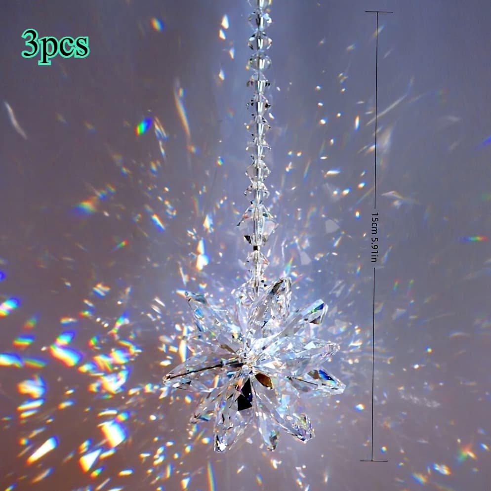 TEMU 3pcs Rainbow Ab Crystal Window - Iridescent Glass Prism Refractors Suitable For Wedding, & Office Decor - Elegant Hanging Ornament For Women' Gifts (ab Colored Crystal)
