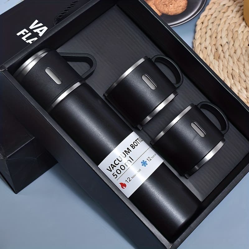TEMU 1 Hot Water Bottle, Metal Vacuum Cup, Portable Coffee Cup And Hot Water Bottle Combination, Suitable For Rv And Outdoor Exploration, Gift , Cup