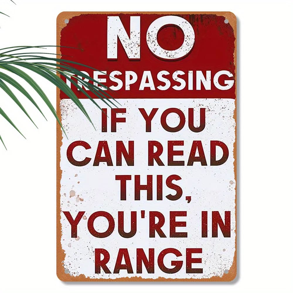 TEMU 1pc 8x12inch Aluminum Metal Sign - "no Trespassing" Humorous Wall Art For Home, Bar, Cafe, Garage - Classic Warning Decor With Pre-drilled Holes For Easy Mounting