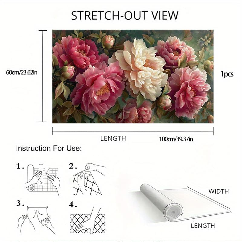 TEMU This Is A 2d Flat Self-adhesive Vinyl Protector For Featuring A Contemporary Marble Floral Peony Pattern In , White, Green, And Golden. The , Which Thick, Is Removable And Heat Resistant