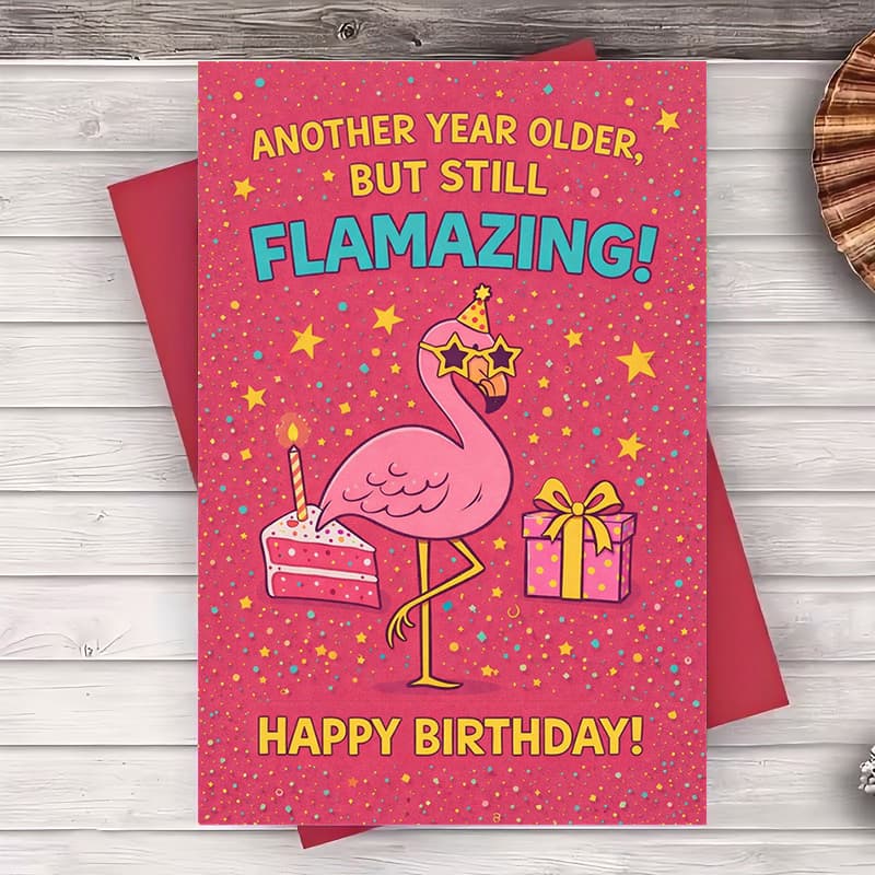 TEMU 2pcs (one Envelope And 1 Greeting Card)funny Flamingo Birthday Card For Adults Design Perfect For Coworkers Birthdays With Humor And Style(envelope + Card)