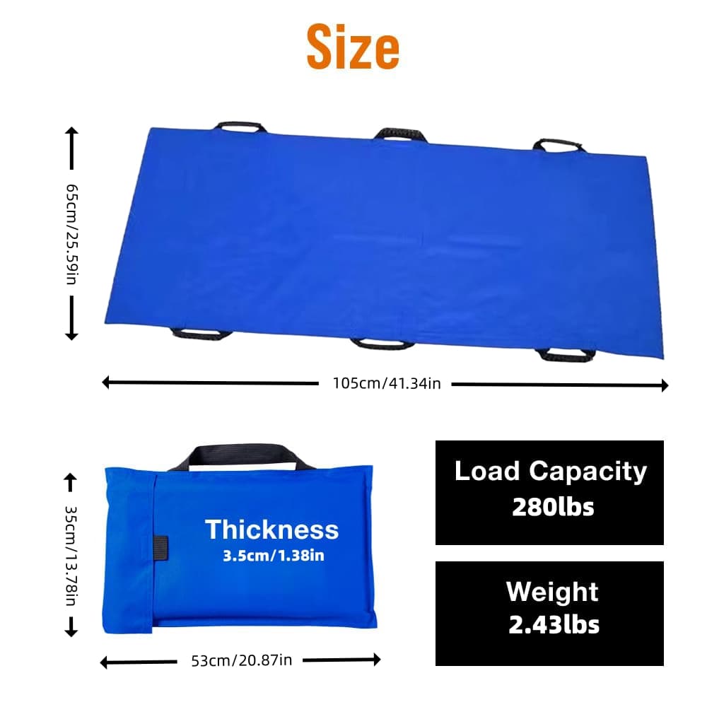 TEMU A Bedside Transfer Board With 6 Handles In A Single Pack, This Portable Stretcher Of Thickened Nylon And Folded. It Serves Multiple Purposes As An Emergency Blanket For Transferring Patients