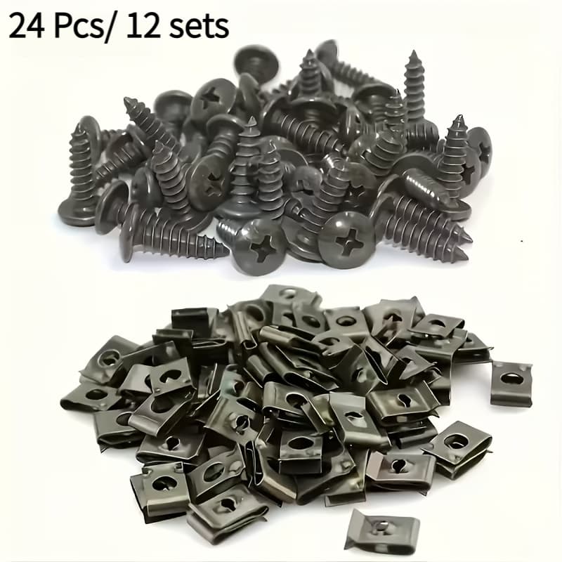 TEMU 24pcs In 12 Sets Of U-shaped Clips For Cars, Designed For Auto Clamping Fasteners. Front Bumper Clamps And Body Panel Mounting Brackets Suitable For Bumpers, Dashboards, Door Panels