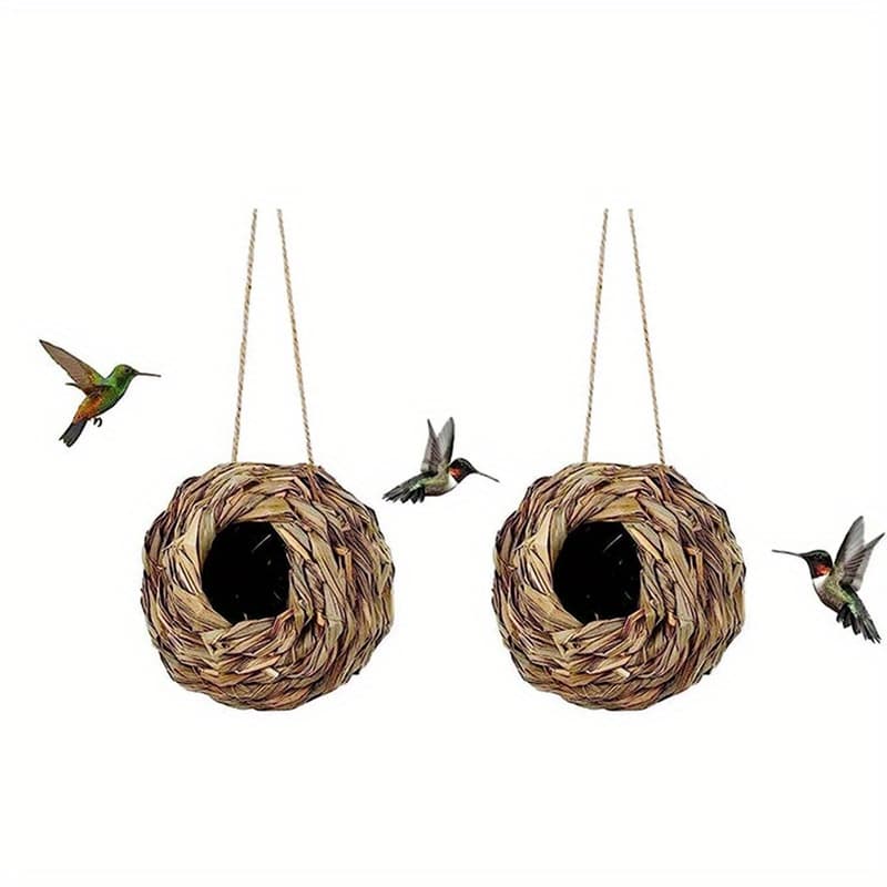 TEMU 2pcs Hummingbird Nest House- Outdoor Gardens And Patios, Spherical Design, Comfortable Nesting