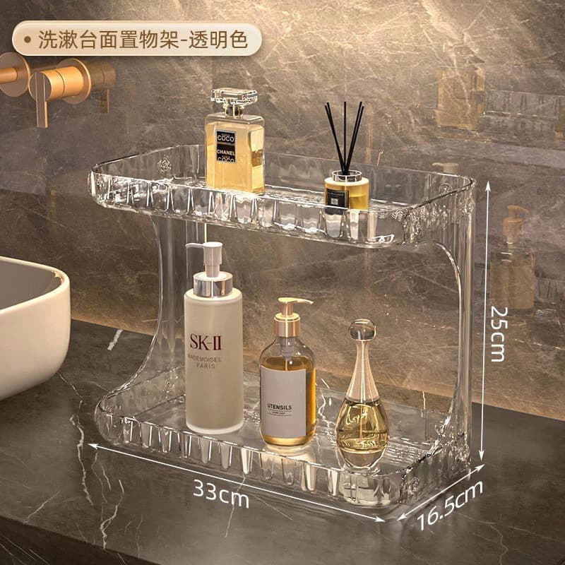 TEMU Double Layer Bathroom Storage Shelf With Toilet Organizer - Space-saving Skincare Display Stand & Washstand Cabinet, Compact Countertop Shelf For Bathtub, Shower, Or Desktop Organization ()