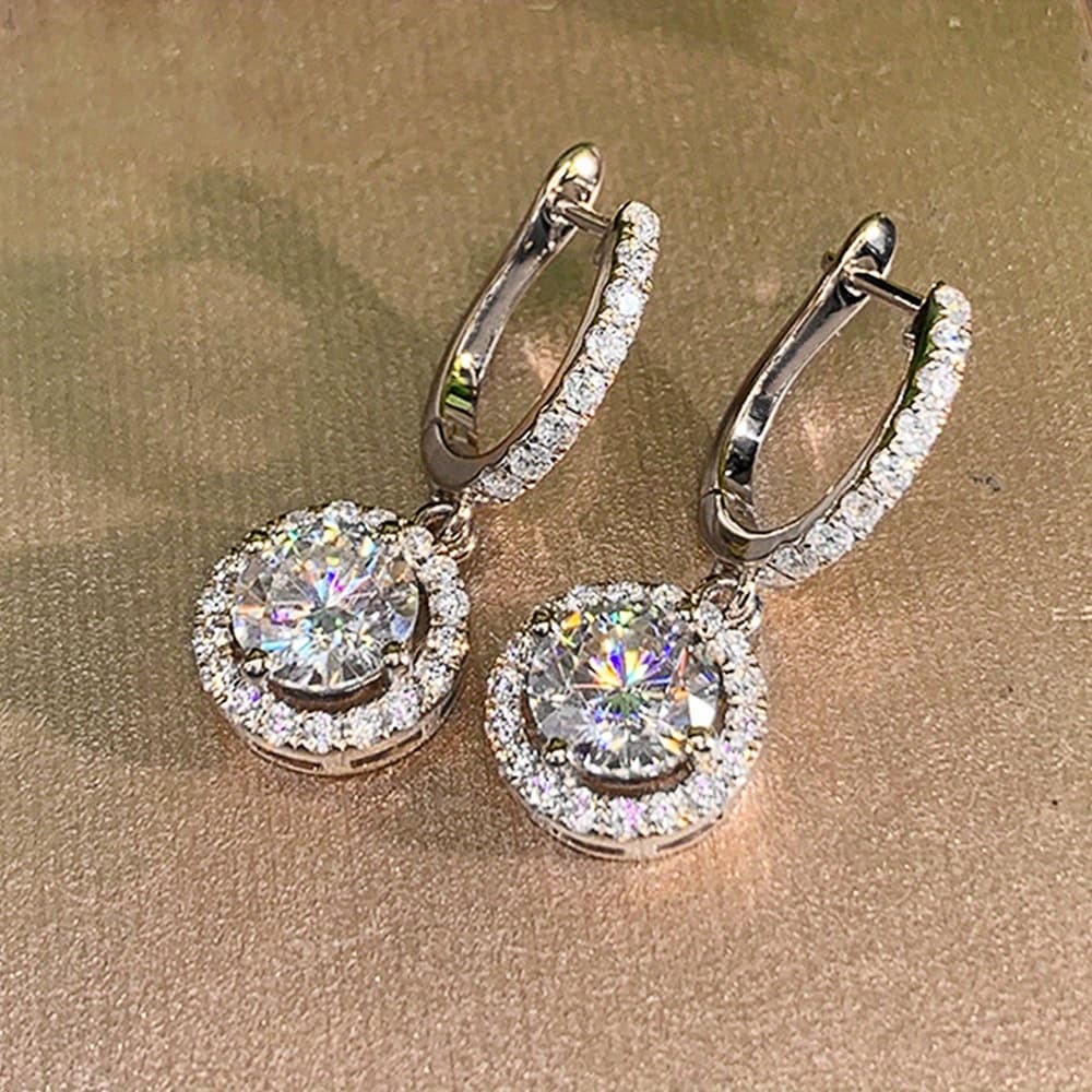 TEMU Elegant Classic Inlaid Synthetic Zirconia Circular Pendant Earrings For Women Parties Temperament Jewelry Daily Leisure Gifts High-end Jewelry