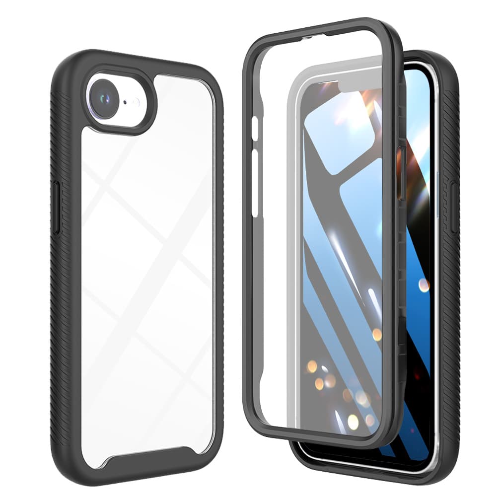 TEMU Front Cover For Iphone 16e 2025 With Integrated Screen Protector And Transparent Tpu Back Cover, Featuring A Clear Case With Built-in Screen Protection.