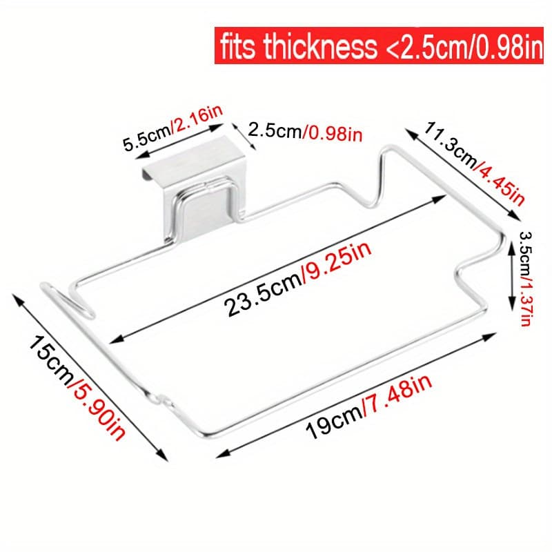 TEMU Kitchen Trash Rack Cabinet Door Garbage Bags Holder Stainless Steel Closet Garbage Storage Holder