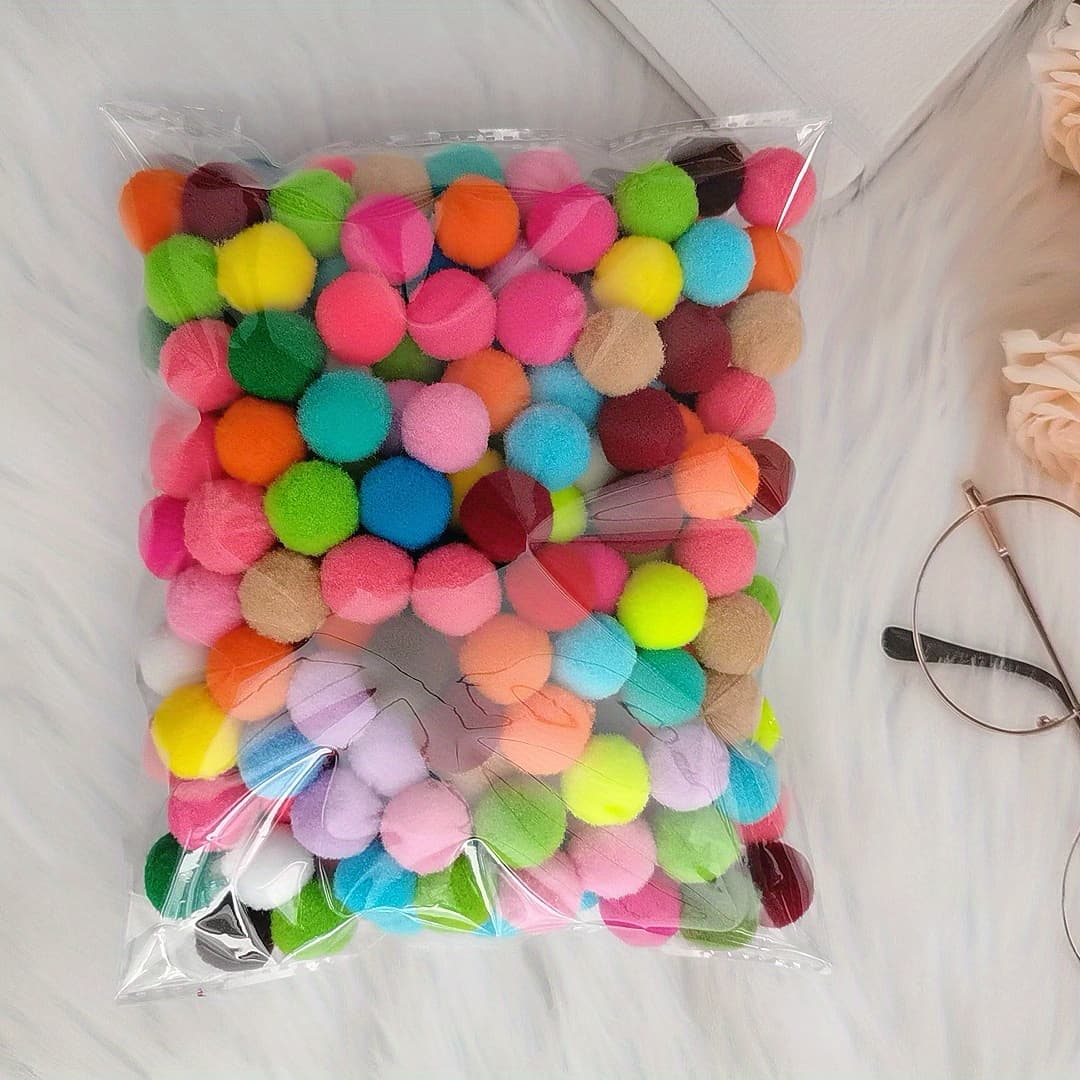 TEMU 200/400pcs Of 2 Cm/0.79 Inch High Upgraded Dense Pom Poms, Suitable For Crafts, Small Christmas Pom Poms, Art And Craft Pom Poms, Christmas Costume Pom Poms, Creative Mixed Balls