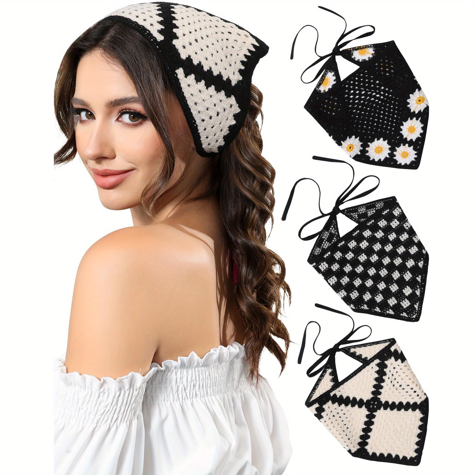 TEMU 3pcs Woven Headscarf Scarf Headband Summer Outing Sweet And Cute Ladies Headscarf Tie Fashion Hair Accessories