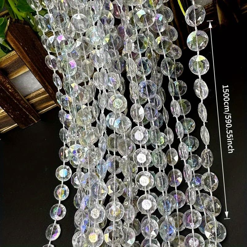 TEMU 1pc Of 590.55-inch Sparkling Bead Chain For Wedding Decoration, Suitable For Hanging Decor For Homes And Parties