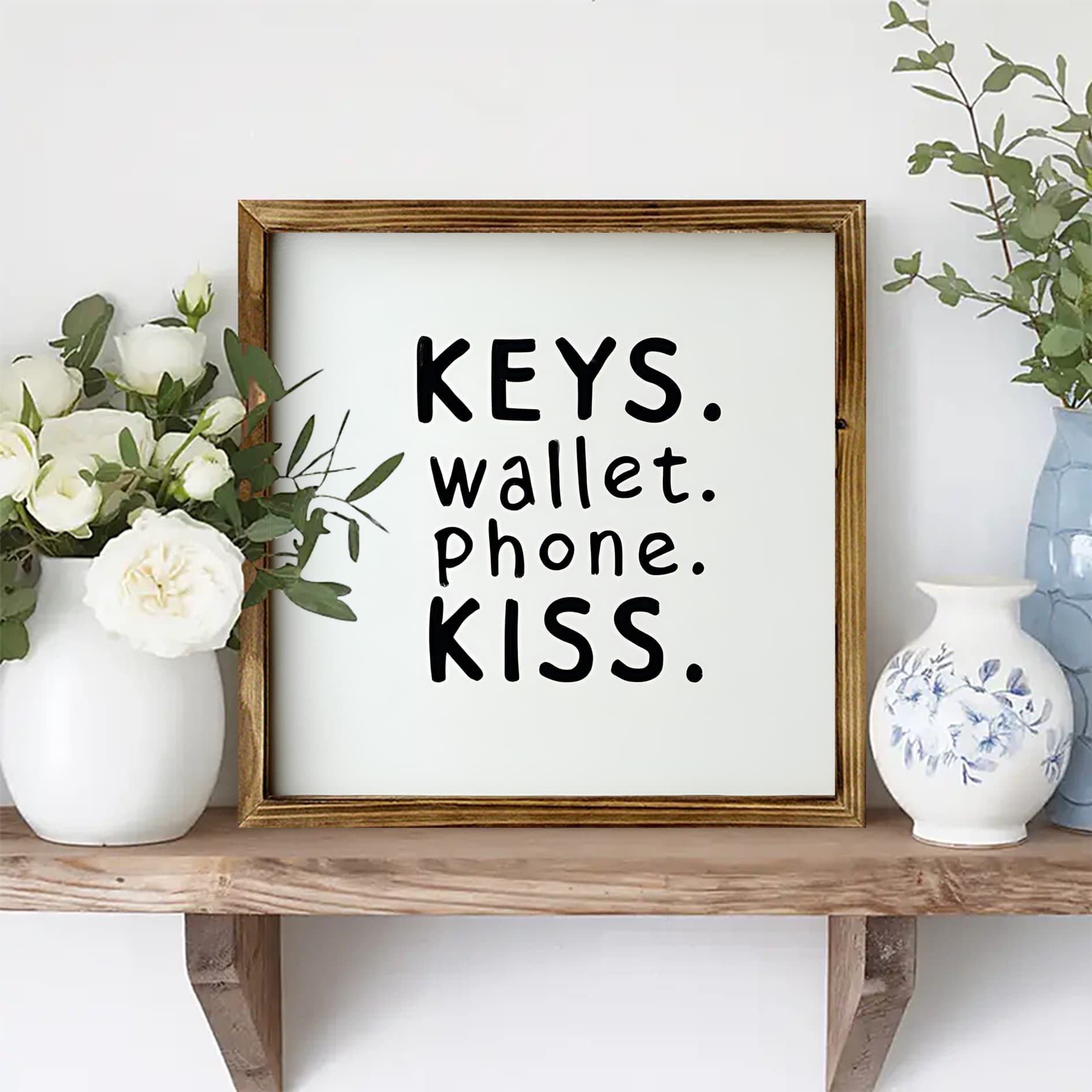 TEMU 1pc Of Rustic Wooden Frame Hanging Decoration - Key, Wallet, Mobile Phone Storage - Frame - Lightweight And Easy To Hang Decoration, Suitable For Entrance, Living Room