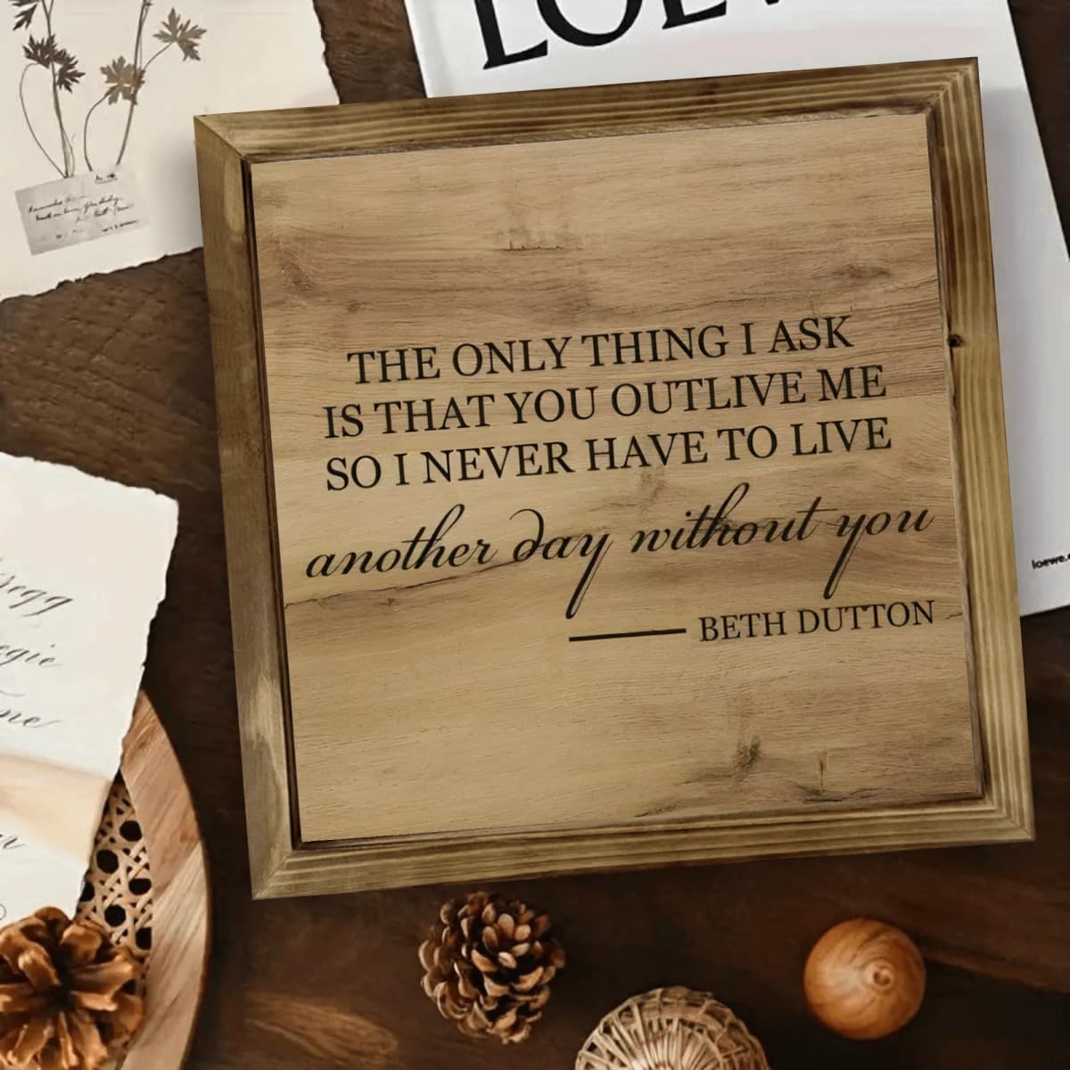 TEMU 1pc Beth Inspirational Quote Wooden Frame Artwork - "the Thing I Ask" - Rustic Style Wall And Table Decor, Ideal For Home, Perfect Gift For , Motivational Wall Art