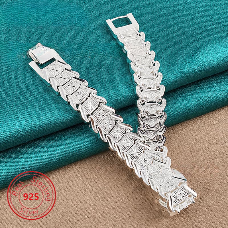 TEMU Wide Braided Bracelet In S925 Pure Silvery - Fashionable And Elegant Style - Design - The For Daily Wear