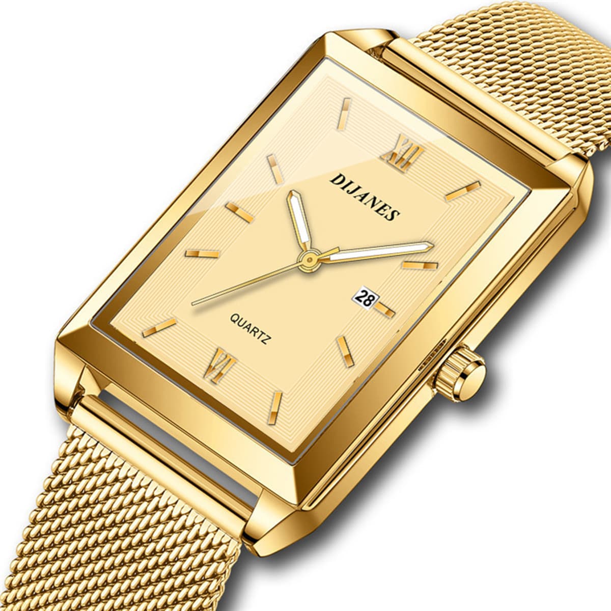 TEMU Fashion Men Square Watch Men's Date Quartz Watch