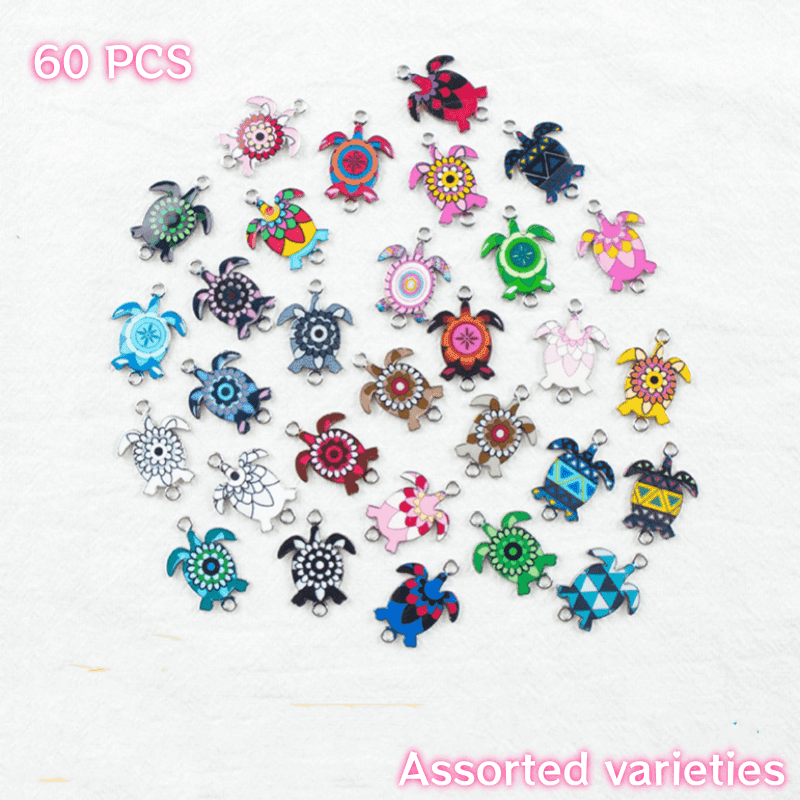 TEMU 60pcs Enamel Turtle Charms, Alloy Connectors For Diy Necklace, Earrings And Bracelet Crafting, Small Business Supplies, Enamel, , Jewelry Making, Diy Craft