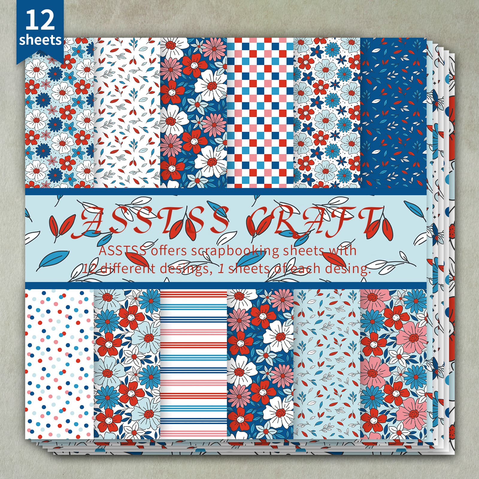 TEMU 12-sheet Asstss -inch Scrapbooking Paper Pad, Garden Floral Style Backing Paper Supplies, Heavyweight Cardstock For Journaling, Collage Art, Greeting Cards, And Crafts, 6" X 6" Pack