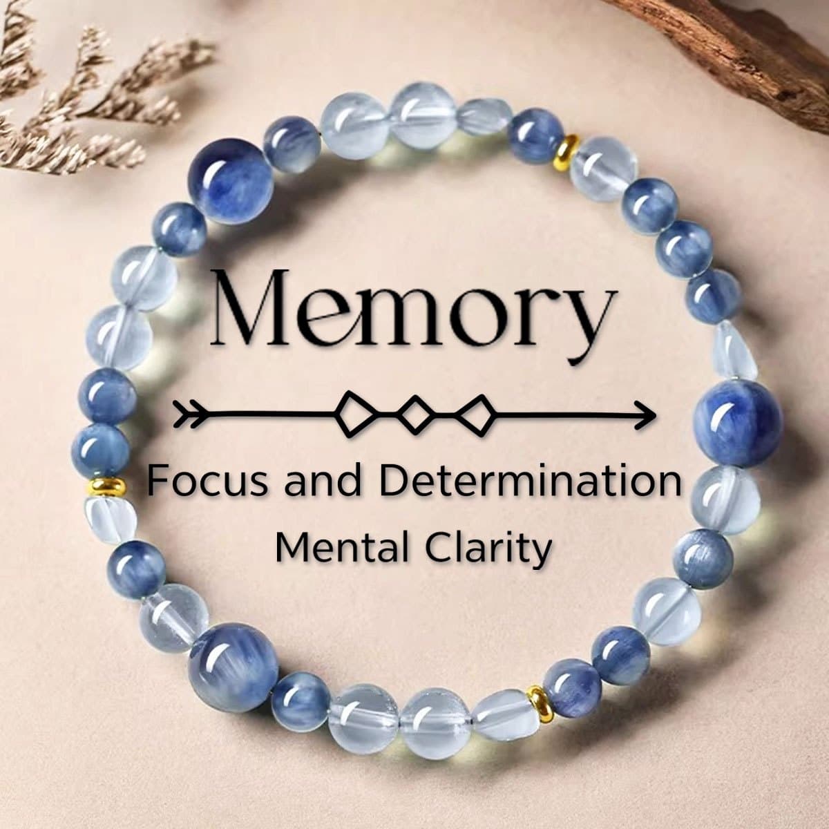 TEMU Kyanite And Bead Bracelet With Crushed Stone Beads, Handmade Elastic -friendly Jewelry, Suitable For Daily Wear And Gift