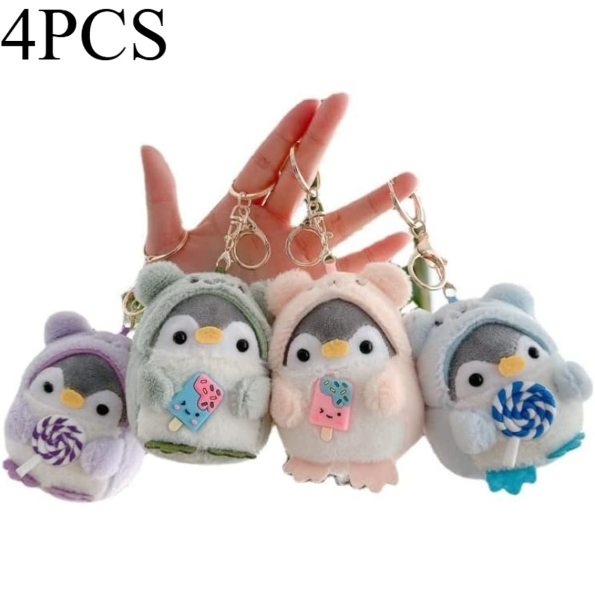 TEMU 4pcs Cute Penguin Keychain | Women's Key Ring & Keychain - Suitable For Wallets - -style Stuffed Animal Keychain Pendant - Fluffy & Cute Charm Accessory - Wallet Charm - Key Accessory