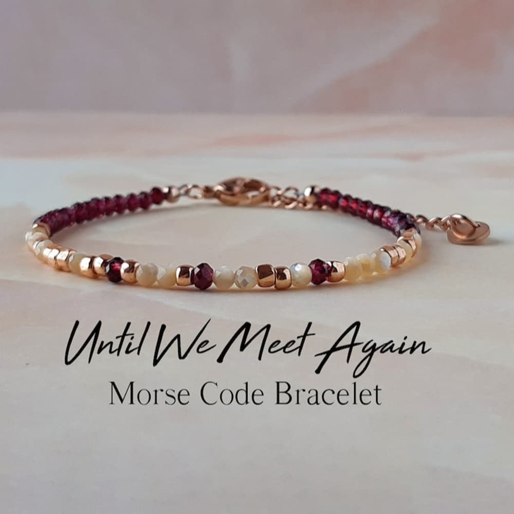 TEMU We Again Garnet Code Bracelet Natural Stone Memorial Bracelet