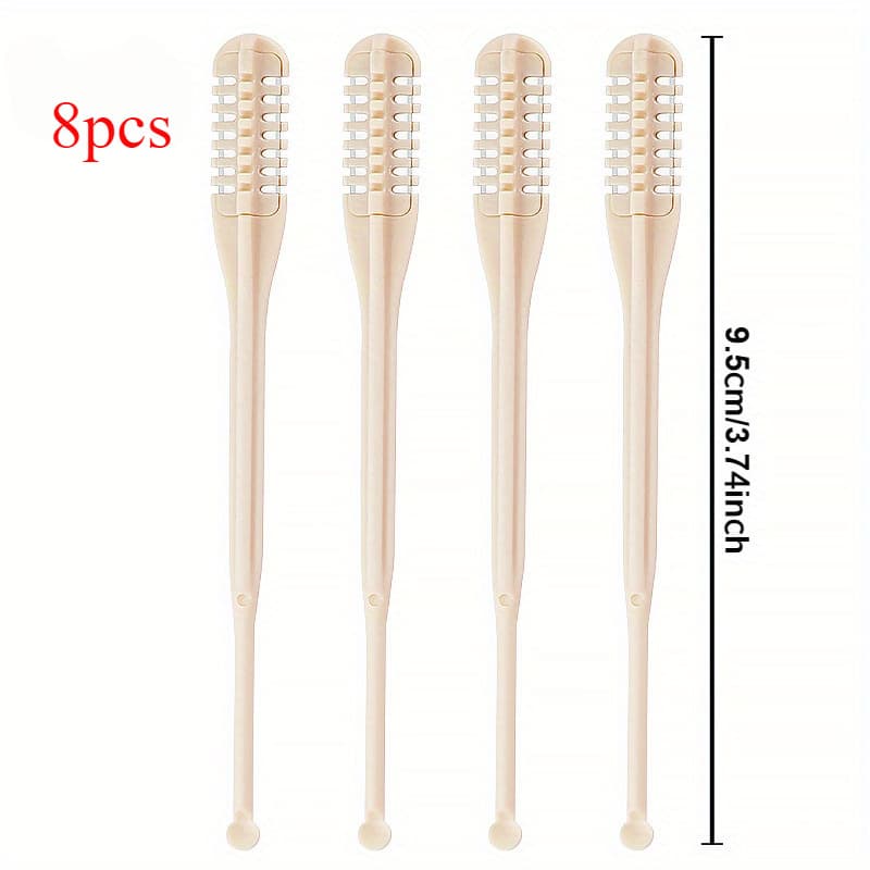 TEMU 8pcs Wheat Straw Nose & Ear Hair Trimmer Set, Manual, Reusable, Easy Clean, No Battery Needed, For Personal Grooming & Travel