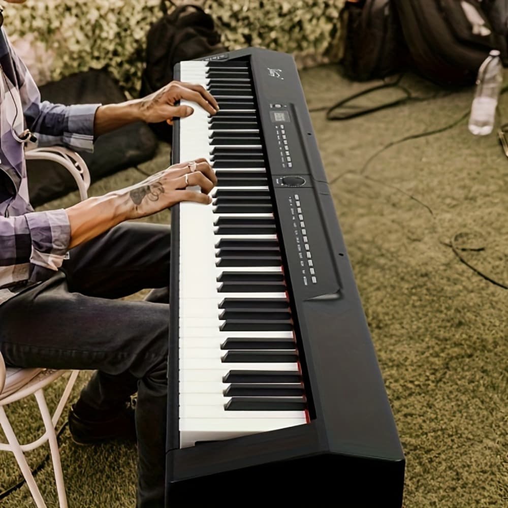 TEMU 88 - Key Full - Size Semi - Weighted Digital Piano In Elegant White: Comes With Dual - Tube X - Shape Stand