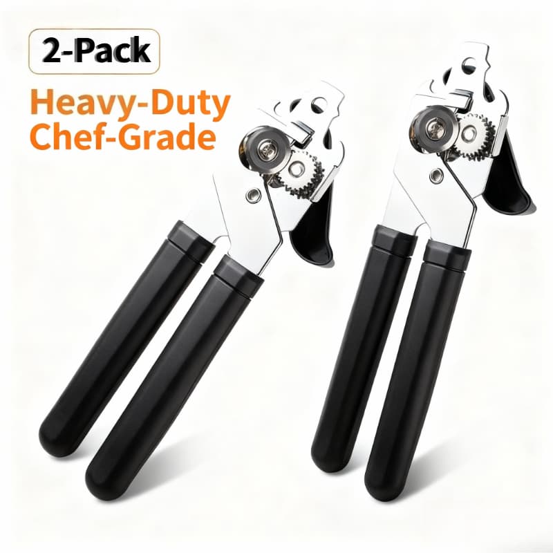 TEMU 2-pack 3-in-1 Stainless Steel Can Opener - Ergonomic Handle, Universal Can Sizes, Heavy-duty Kitchen Tool With & Bottle Opener - Must-have For Home Cooks