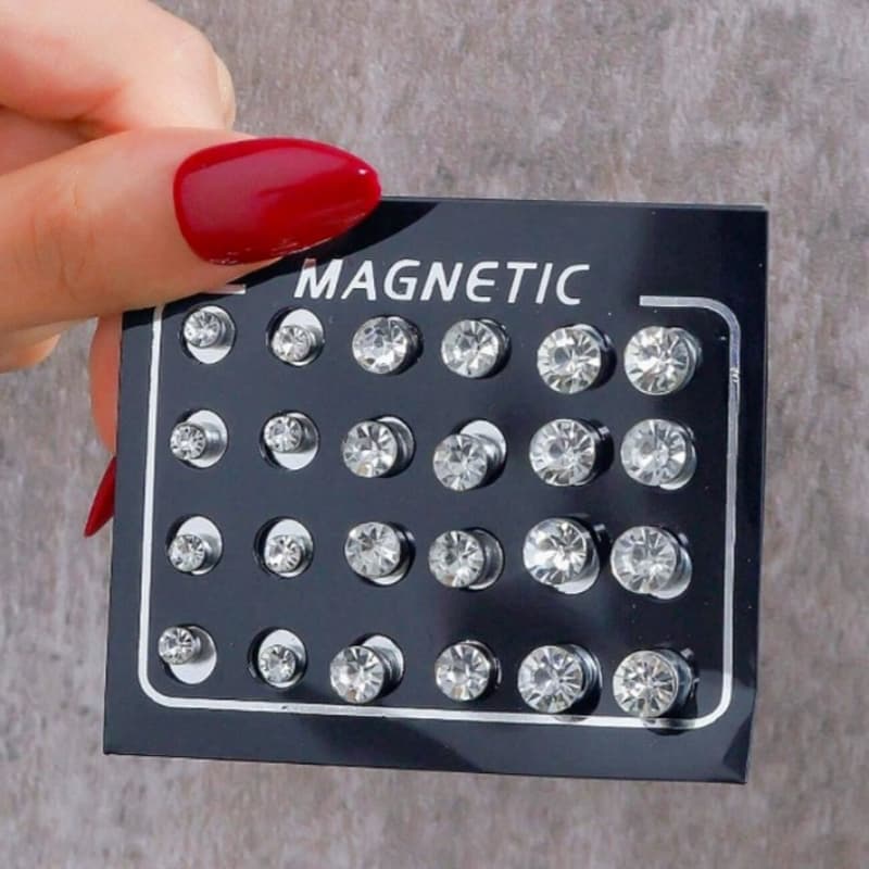 TEMU 24pcs/ 1 Set Of Fashionable Magnet Earrings, And Silvery, Suitable For Men And Women, Suitable For All , Suitable For Daily Life, Dating, Party And Multiple Scenes, For