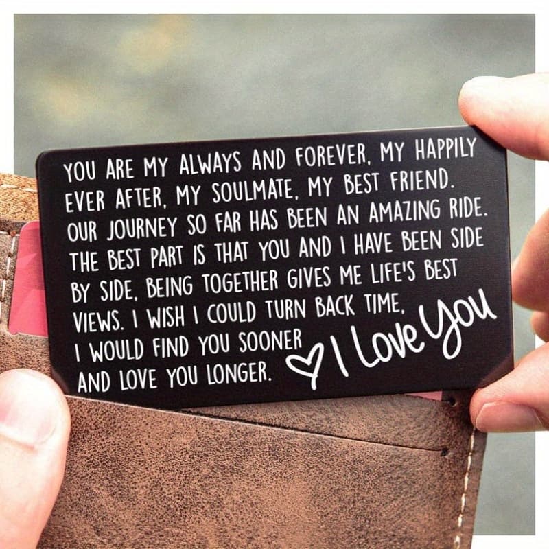 TEMU 2pcs Wallet Card - Valentine Gift For Husband, Boyfriend, Wife - Romantic Anniversary Keepsake - Love Note For Him Her
