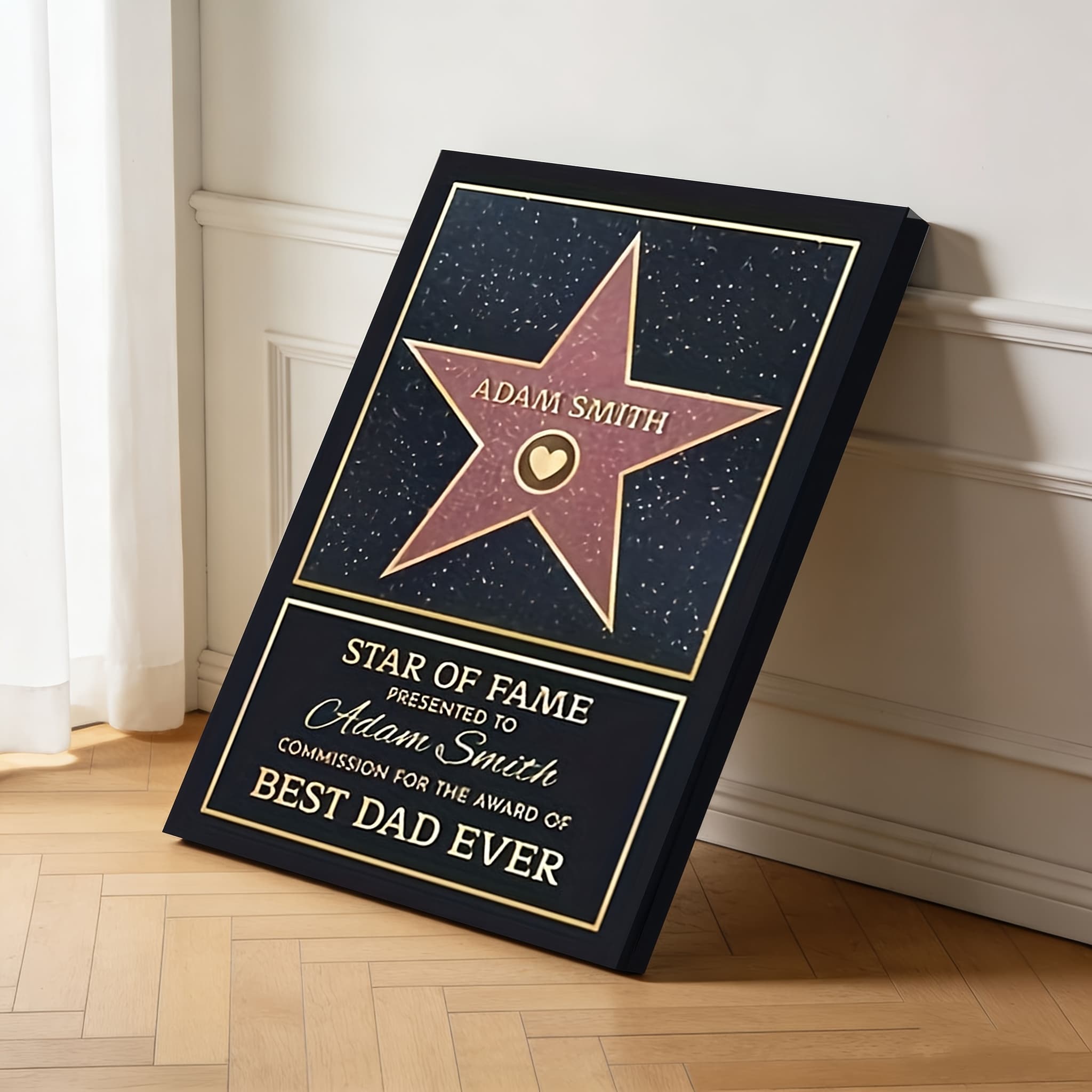 TEMU 2d Flat, 1pc Personalized Of Fame Canvas Wall Art Custom Name , Text, Elegant Photo, Portrait Frame, Home Decor, Unique Parents, , Grandparents, , Father's Day, Anniversary, Birthday