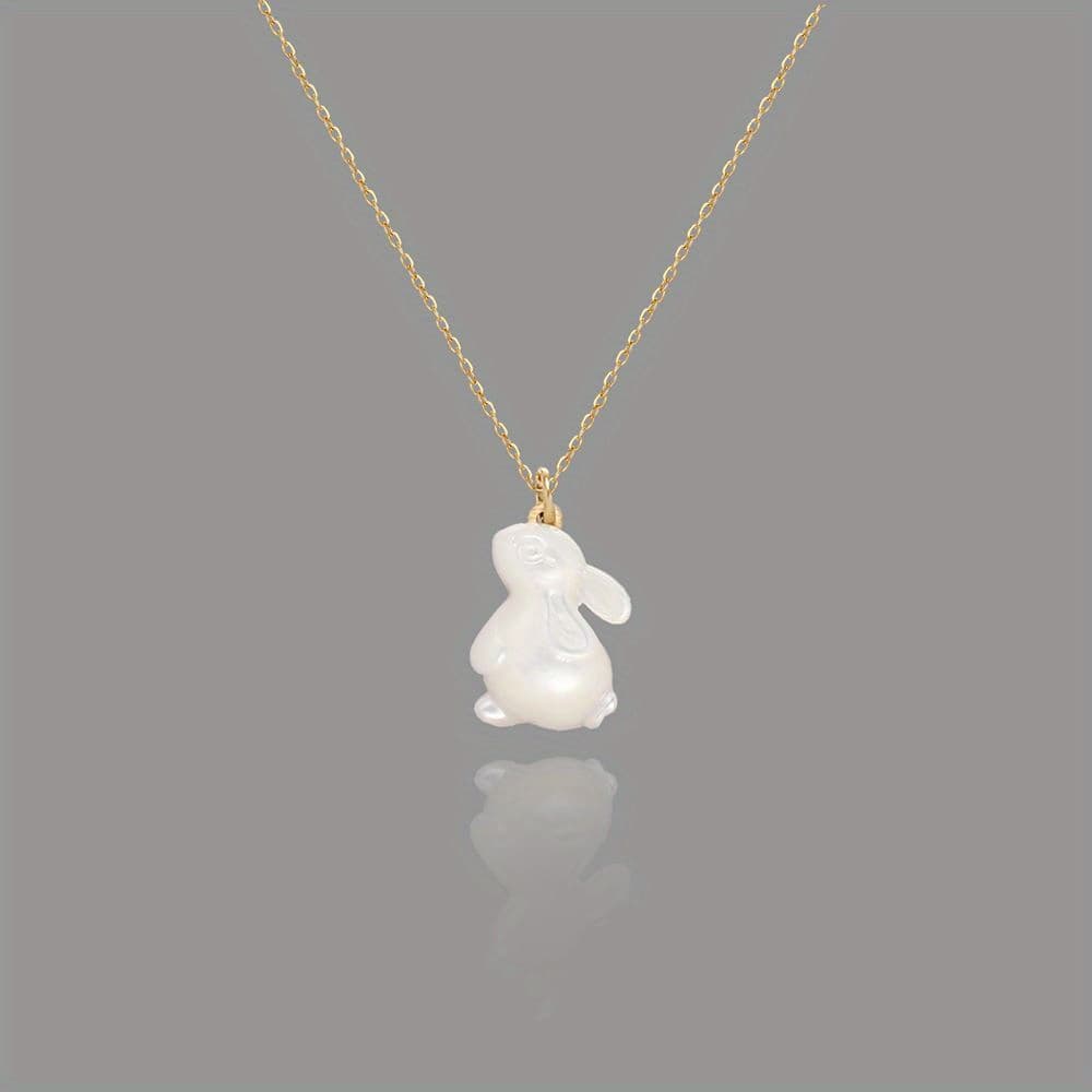 TEMU 1pc Fashion Cute White Shell Rabbit Fresh Artistic Clavicle Chain Necklace Women's Gift