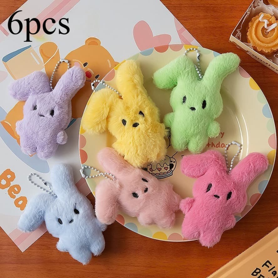 TEMU Set Of 6 Adorable Plush Keychains, Perfect Fluffy Pendants For Backpacks, Ideal Gifts For Valentine's Day, Birthdays, Or Christmas