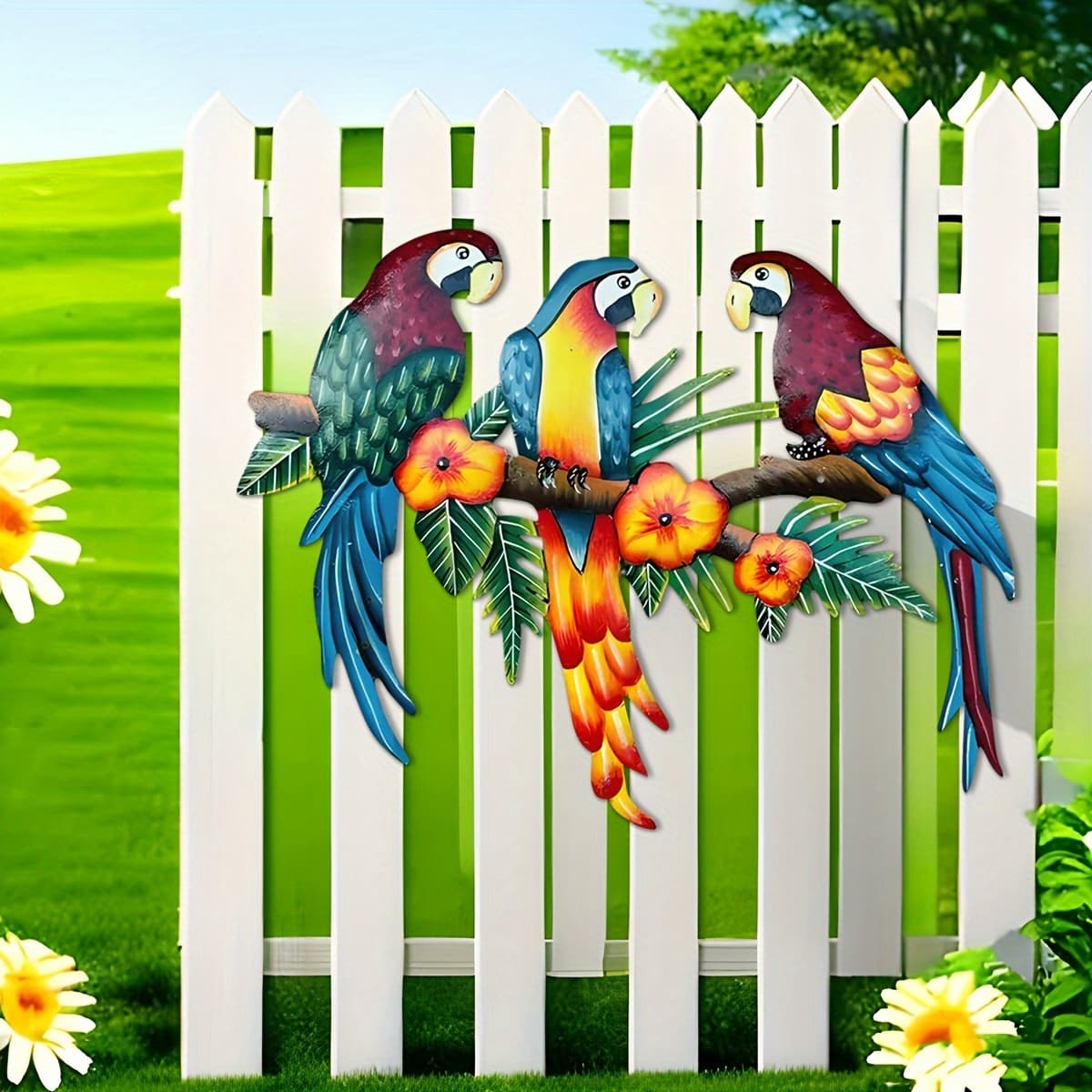 TEMU 2d Flat, A Beautiful And Vibrant Piece Of Parrot And Lovebird Wall Art - A Decorative Icon , Office And Outdoor Space - For Lovers Of Farmhouse Style. 2d Flat, 2d Flat