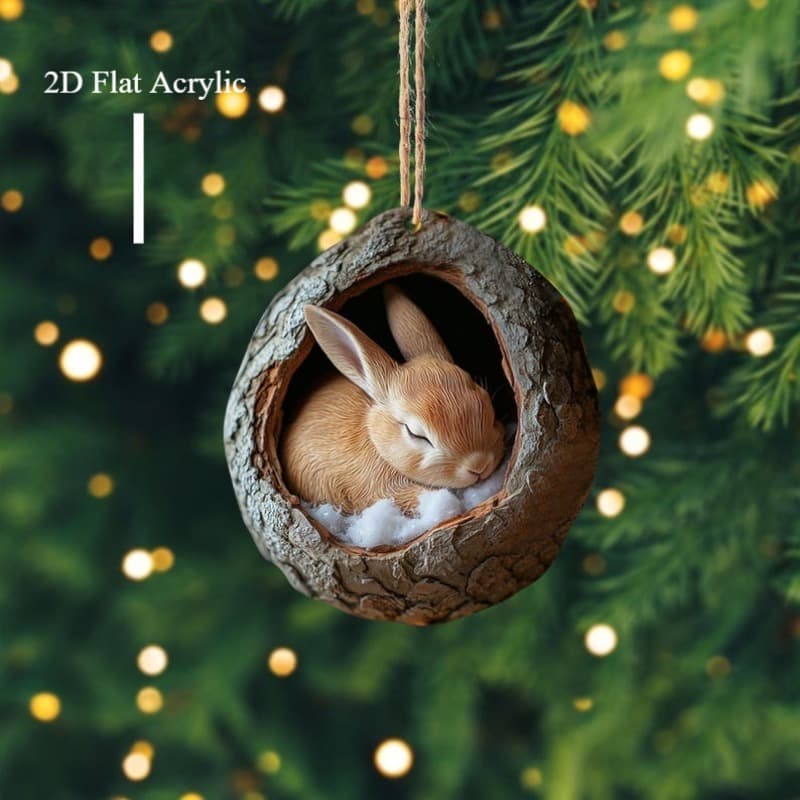TEMU 2d Flat, 1pc Bohemian Rabbit Car Mirror Ornament & Decoration - Flat 2d For Gift, Rearview Mirror Accessory, Artificial Wood ( For With), 2d Flat