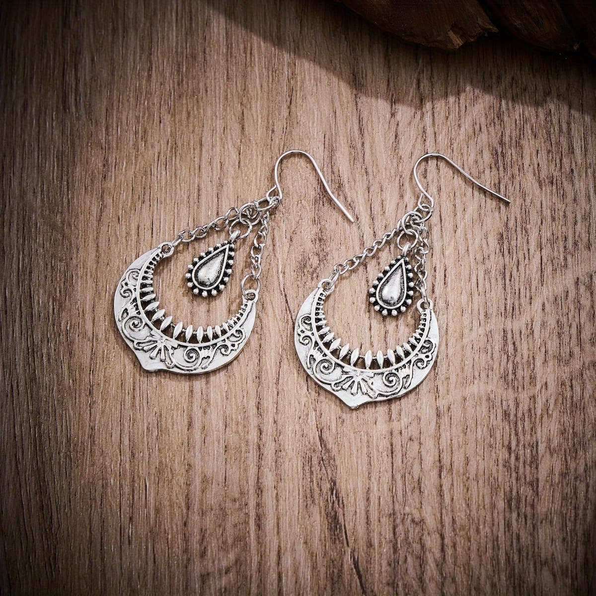 TEMU Sense Ear Jewelry Daily Party Holiday Commemorative Jewelry Retro Plant Carved Pattern Water Drop Geometric Pendant Earrings