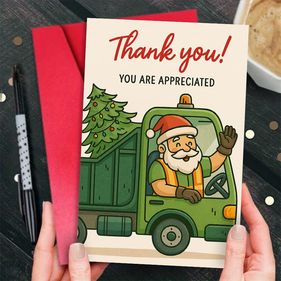 TEMU 1pc Thank You Greeting Card With Santa Driving Truck Perfect For Expressing Gratitude To Delivery Workers And Service Providers During The