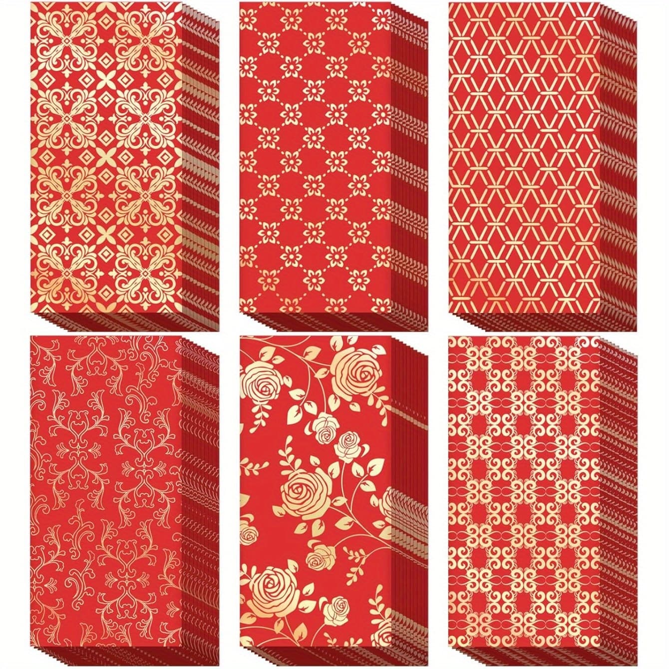 TEMU 66pcs Chinese New Year Red Envelopes, Year Money Packets With 6 Patterns Thick Chinese New Year 2025 Red Envelopes For Spring Festival Christmas Birthday Wedding