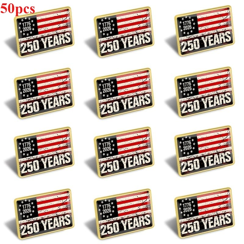 TEMU 50pcs/50pcs Suitable For History & Collectors: 250th Anniversary Of Usa Founding (1776-2026) Retro Brooch Badge Collection - Commemorative Gift For &, For Patriotic Events, For /office Display