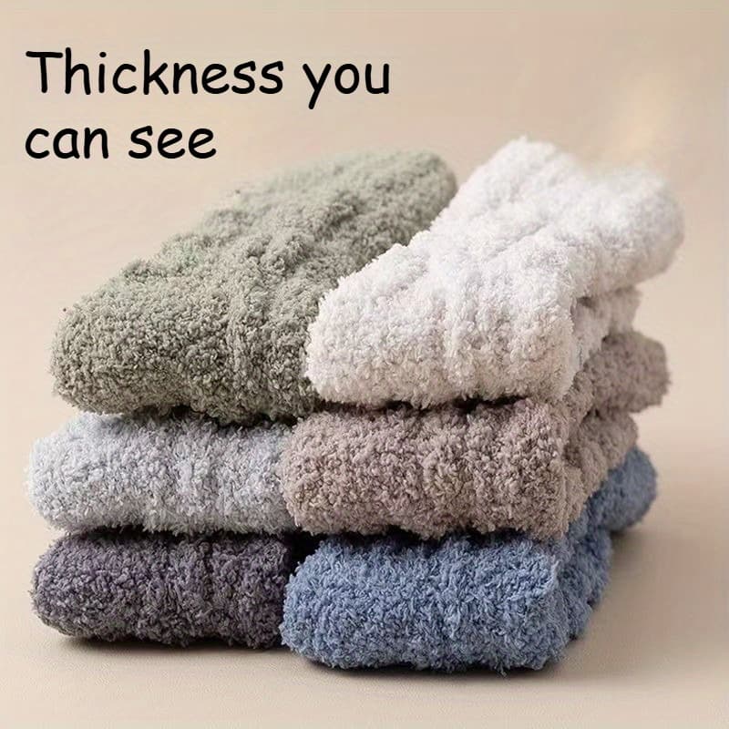 TEMU 3 Pairs Mixed-color Non-linting Coral Socks For Men Autumn And Winter -lined Thickened Warm Plush Mid-calf Sleep Socks Men's Home Socksnd Winter -lined Thickened Warm Mid-calf Sleep Socks Socks