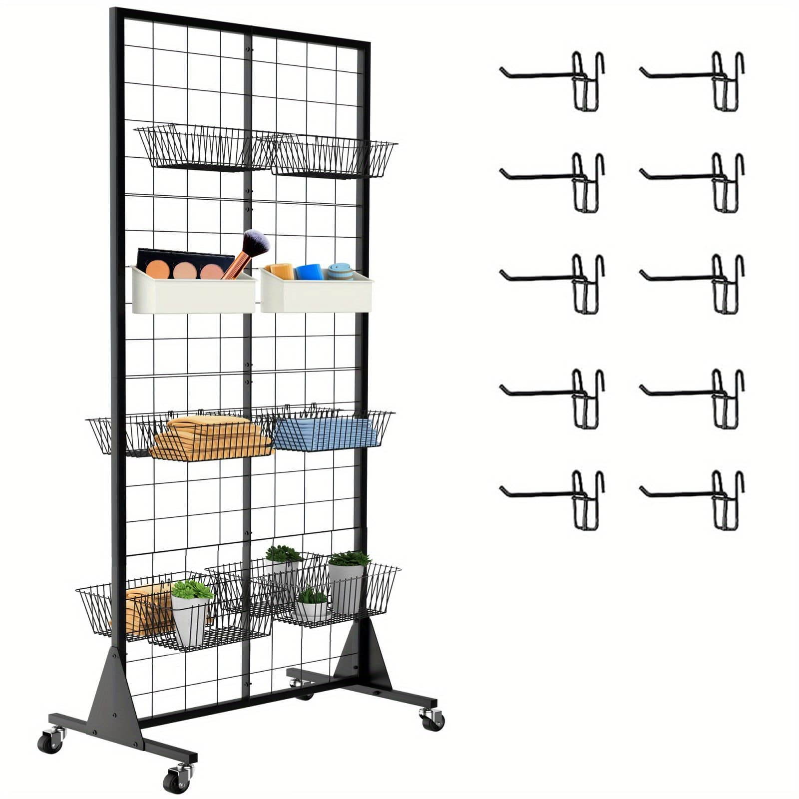 TEMU Panel With Hook Display Stand 2' X 5.5' Ft Heavy Movable Floorstanding Detachable For , Standing Grid Towel Display Rack For Retail And Craft Wall Panels