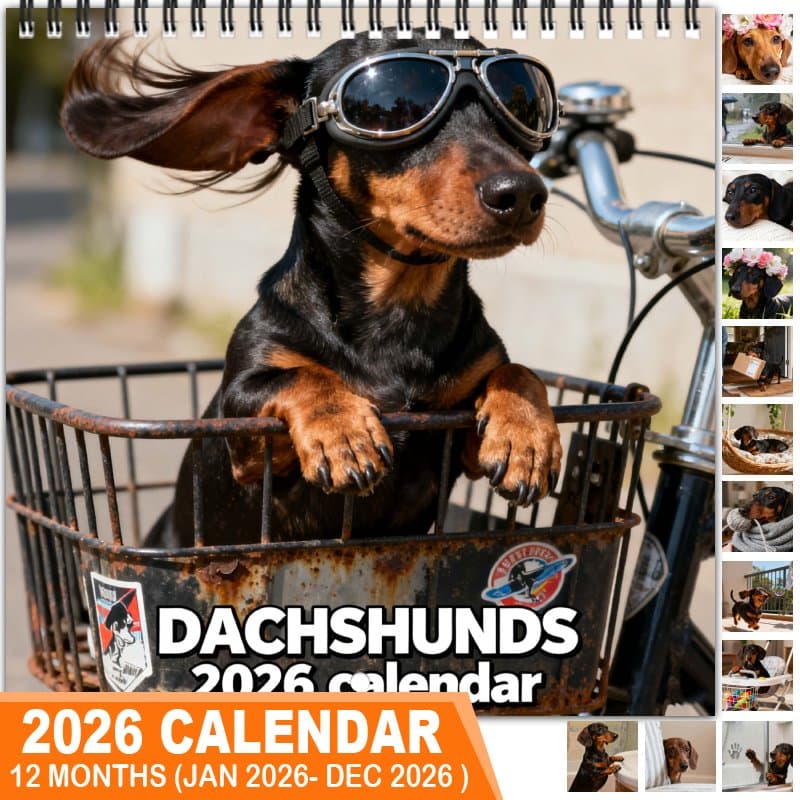 TEMU Dachshunds 12 Monthly Wall Calendar Planner 2026, A Wall Calendar Ideal For Home Or Office, Perfect As Christmas And New Year Gifts, Featuring Aesthetics