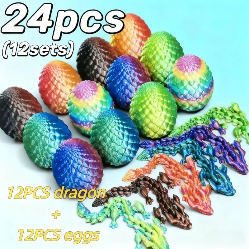 TEMU 24pcs (12 Sets) Dragon Egg Decorative Ornament Set (includes 12 Dragons And 12 ). Dragons Are 4.92 Inches Tall, Are 2.2 Inches In Diameter. Suitable For Home Decoration, , Parties, Offices