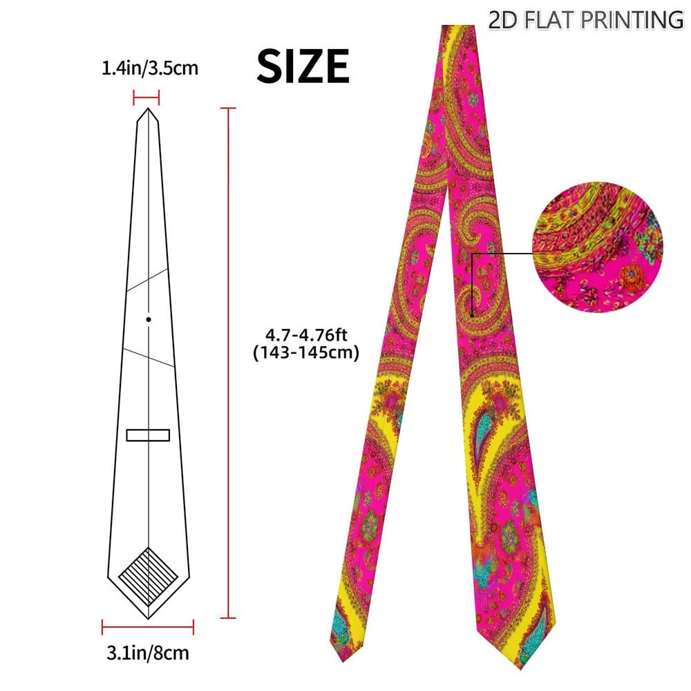 TEMU 1pc Colorful Paisley Tie - Vintage Necktie, Elegant Design, Perfect For Formal And Casual Occasions