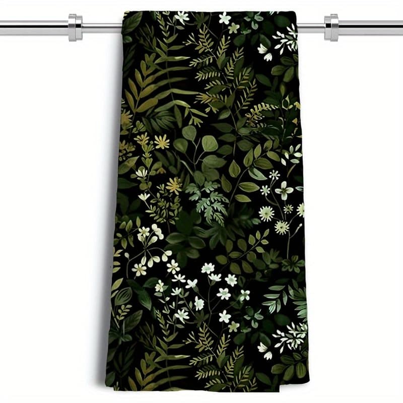 TEMU 1pc 18x26 Inch Dark Kitchen Towel - Vintage & Fern Design, Durable Polyester, Machine Washable, Ideal For Kitchen & Bathroom Decor, Hand Towel|vintage Floral Pattern| Texture, Dish Towels For
